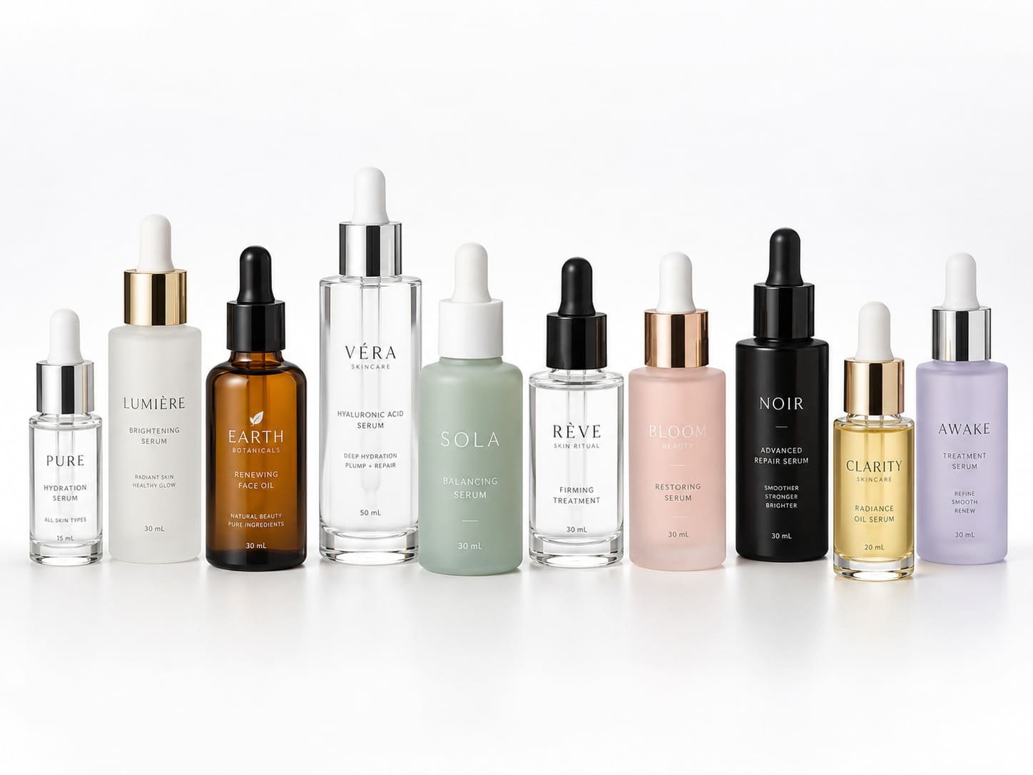 Glass serum dropper bottle cosmetic packaging