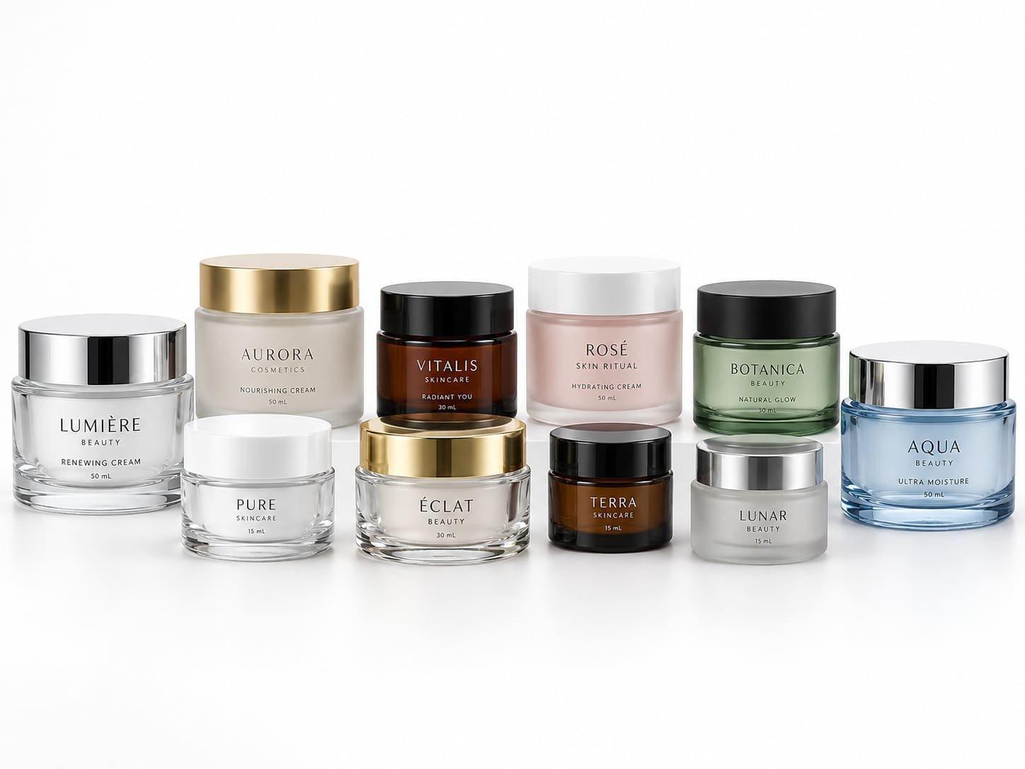 Luxury glass cosmetic jar packaging