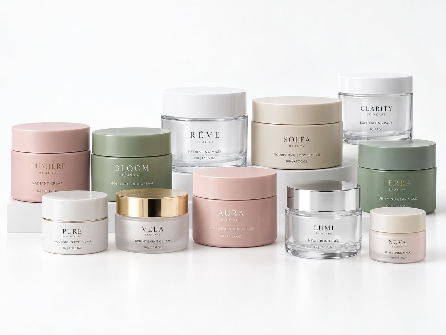 Plastic cosmetic jars for skincare and beauty packaging